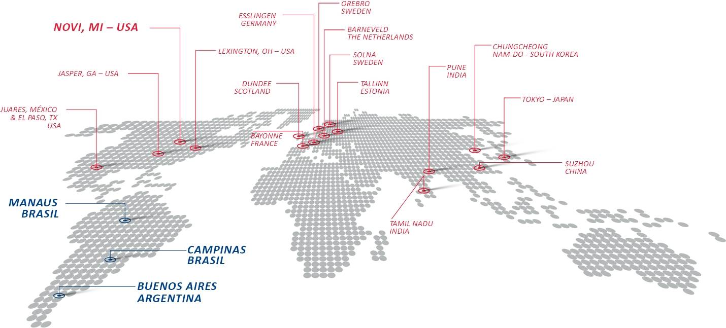 mapa de presenca da stoneridge no mundo